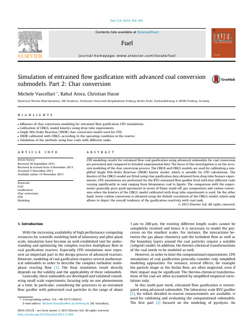 entrained flow gasification with advanced coal conversion submodels. Part 2 Char conversion