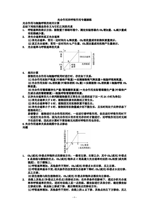 光合作用和呼吸作用专题演练答案模板