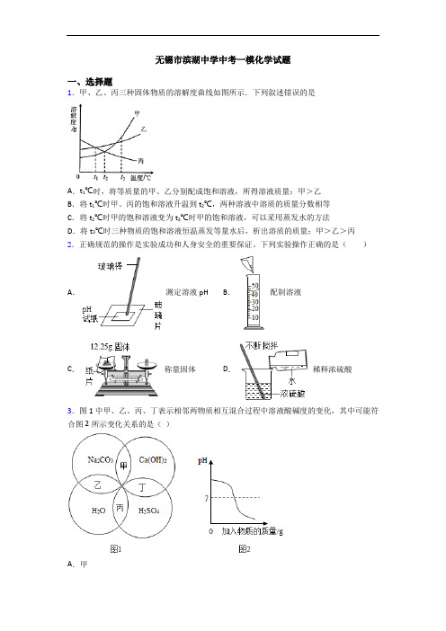 无锡市滨湖中学中考一模化学试题