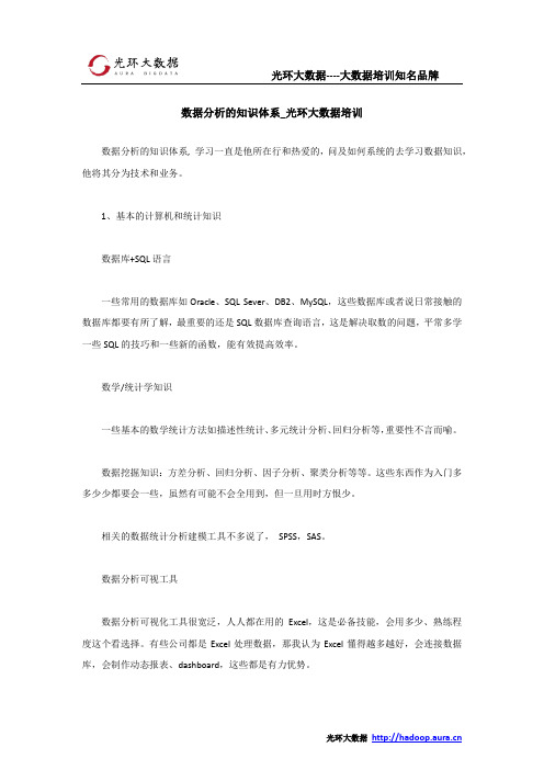数据分析的知识体系_光环大数据培训
