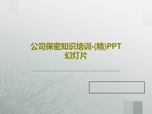 公司保密知识培训-(精)PPT幻灯片共47页