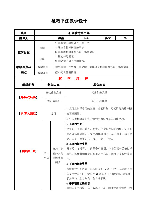 二年级上册硬笔书法教案-002初级第二课-全国通用