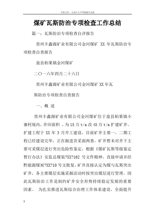 煤矿瓦斯防治专项检查工作总结