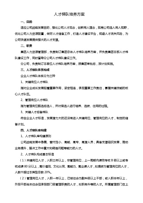 集团公司人才梯队培养方案