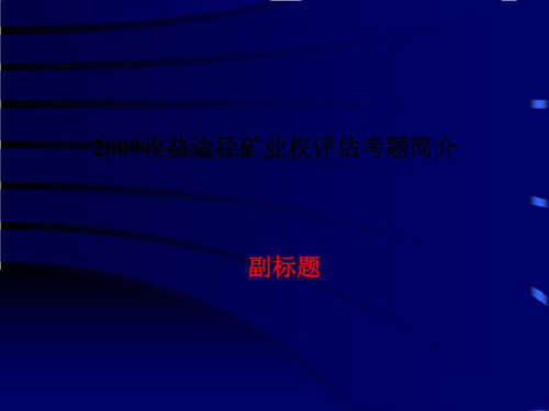 2009收益途径矿业权评估考题简介