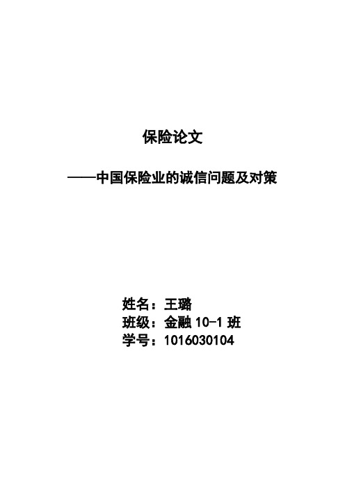 王璐保险论文
