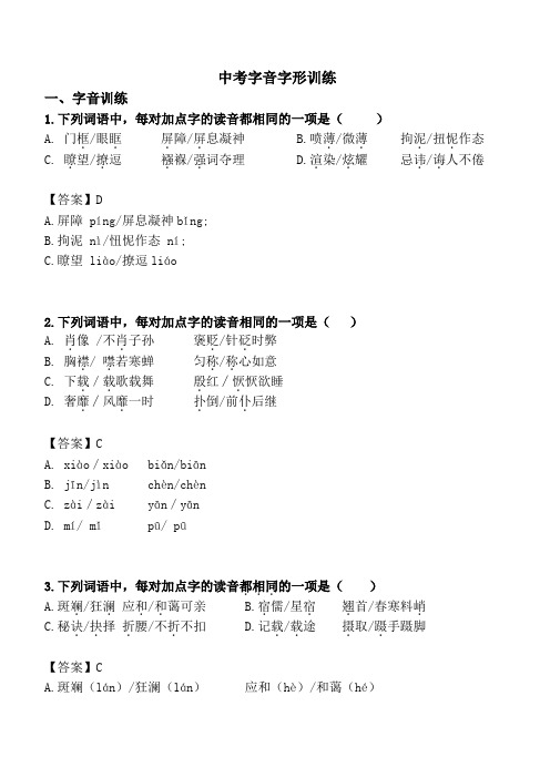 中考语文专题训练：字音字形