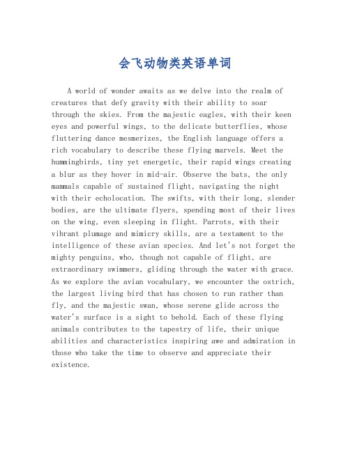会飞动物类英语单词