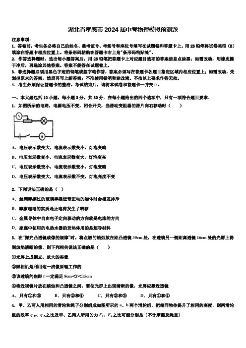 湖北省孝感市2024届中考物理模拟预测题含解析