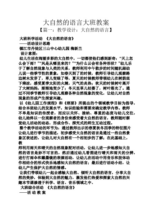 大自然的语言大班教案