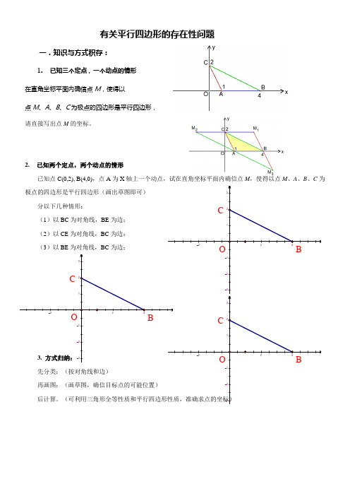 二次函数有关平行四边形的存在性问题