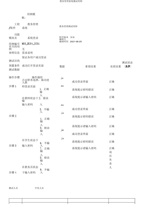 教务管理系统测试用例