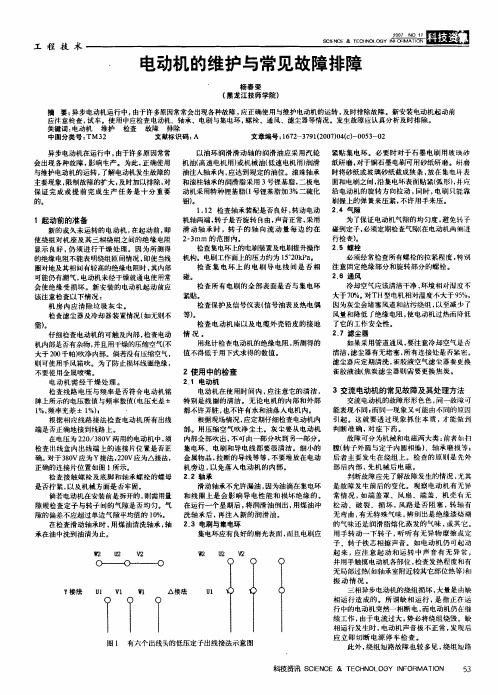 电动机的维护与常见故障排障