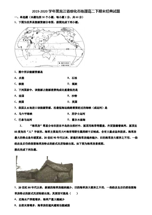 2019-2020学年黑龙江省绥化市地理高二下期末经典试题含解析