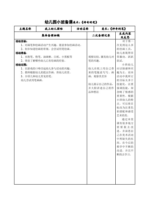 幼儿园小班备课美术：神奇的笔