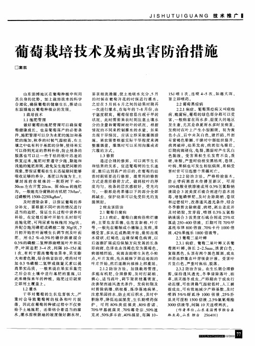 葡萄栽培技术及病虫害防治措施