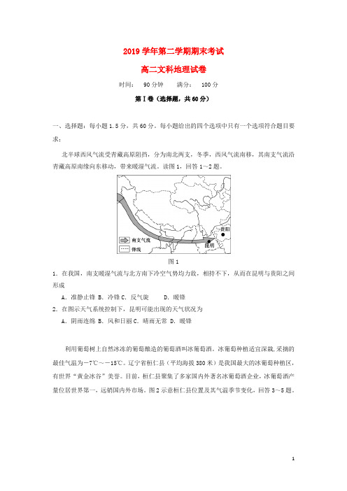最新2020学年高二地理下学期期末考试试题新人教版
