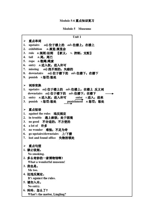 Modules 5-6重点知识复习外研版英语九年级上册  