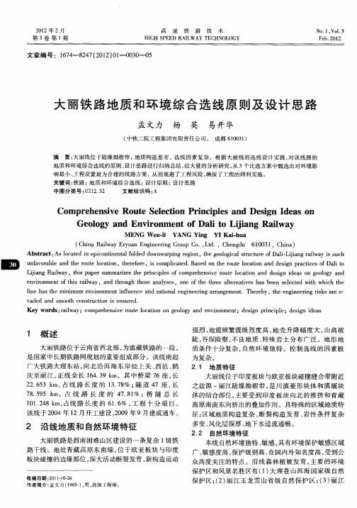大丽铁路地质和环境综合选线原则及设计思路