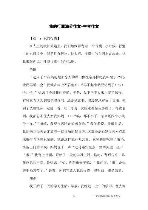 我的行囊满分作文-中考作文