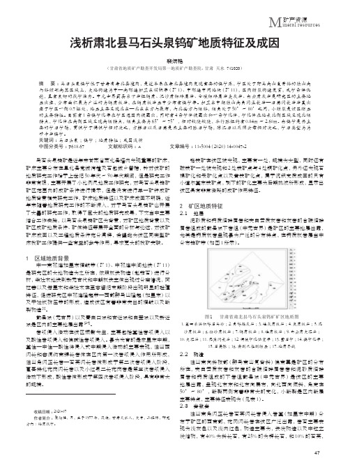 浅析肃北县马石头泉钨矿地质特征及成因