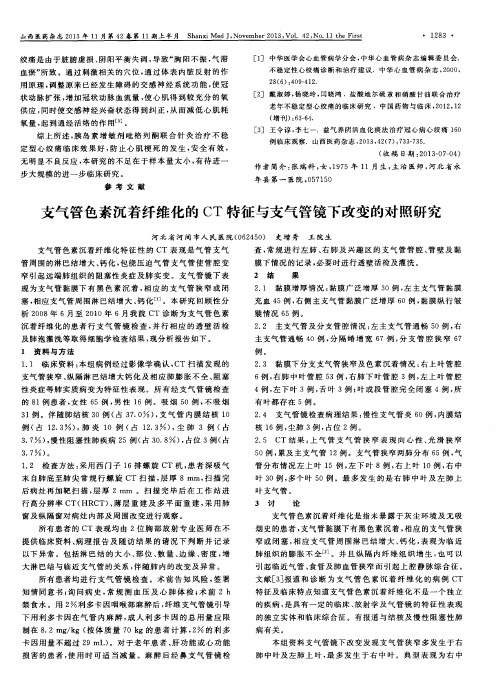 支气管色素沉着纤维化的CT特征与支气管镜下改变的对照研究