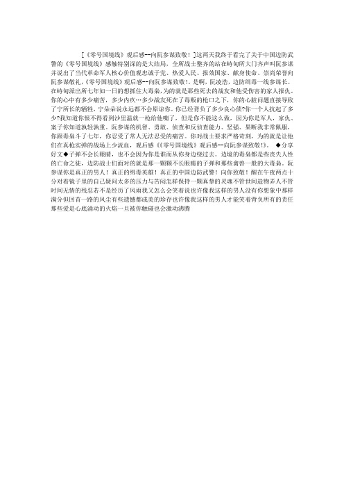 《零号国境线》观后感--向阮参谋致敬!