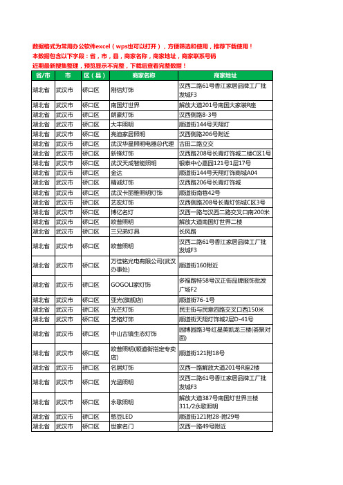 2020新版湖北省武汉市硚口区照明工商企业公司商家名录名单黄页联系电话号码地址大全124家