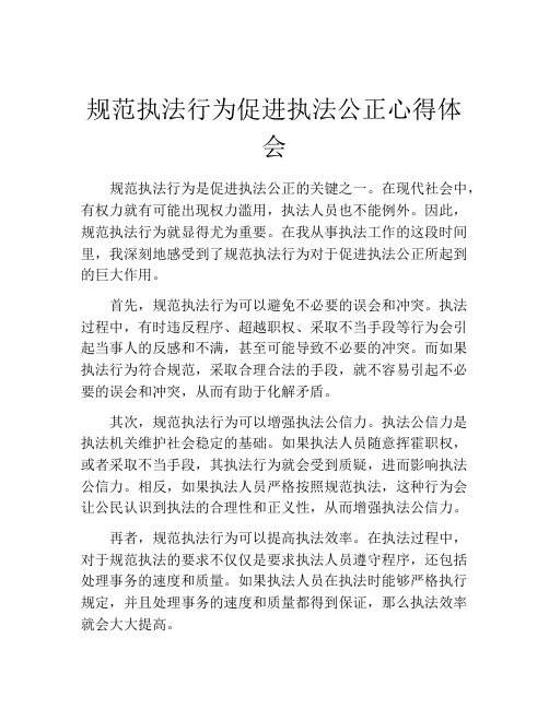 规范执法行为促进执法公正心得体会