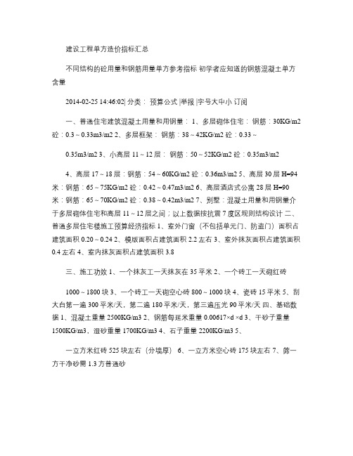 钢筋混凝土单方含量(精)