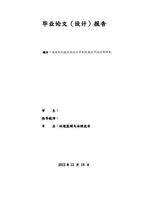 高级氧化技术在抗生素废水中的应用毕业论文设计报告