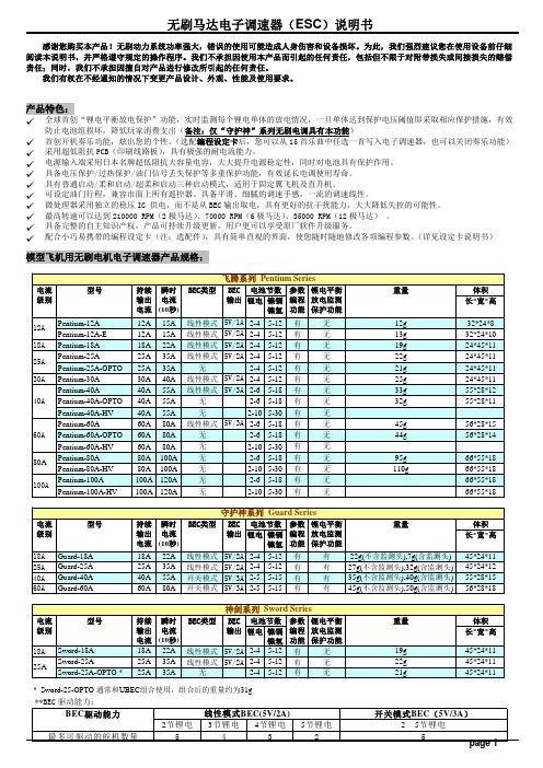 好盈电调,新西达HW电调中文使用说明书