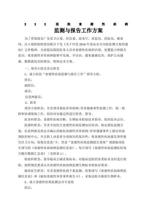 医院食源性疾病监测方案