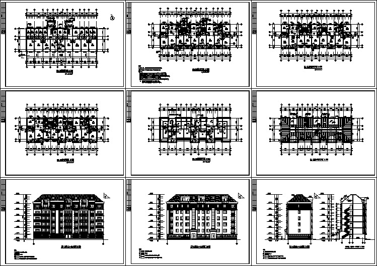 某六层花园住宅小建筑建筑设计施工图