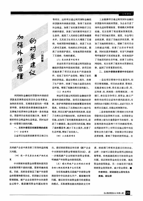 加强外债管理的对策建议