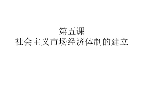 社会主义市场经济体制的建立