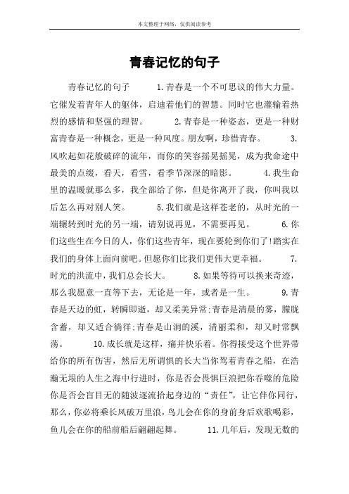 青春记忆的句子