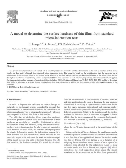 A model to determine the surface hardness of thin films from standard micro-indentation tests