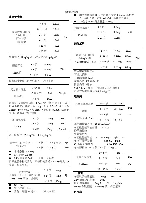 儿科医嘱
