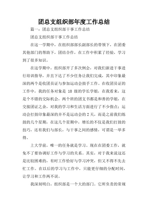 团总支组织部年度工作总结