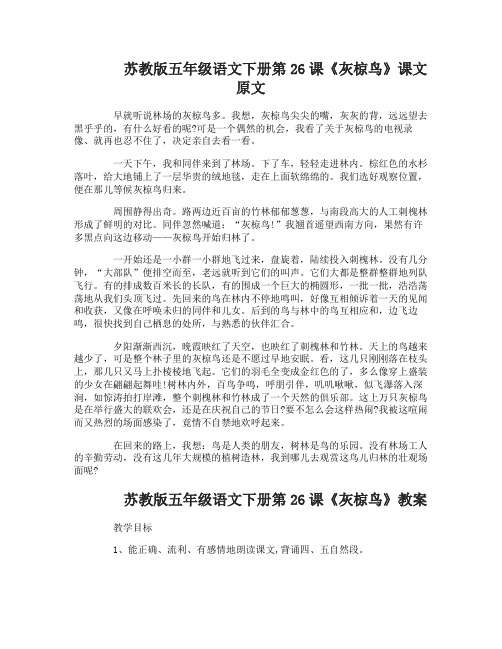 苏教版五年级语文下册26灰椋鸟