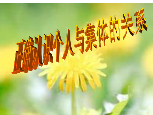 鲁教版八下第五单元第十课第一框 正确认识个人与集体的关系(共12张PPT)