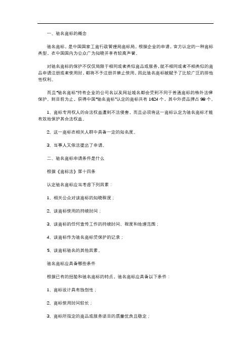 驰名商标申请条件是什么