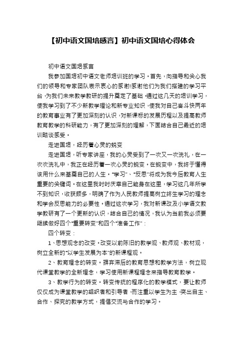【初中语文国培感言】初中语文国培心得体会