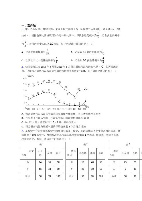 (好题)高中数学选修1-2第一章《统计案例》测试(包含答案解析)(3)