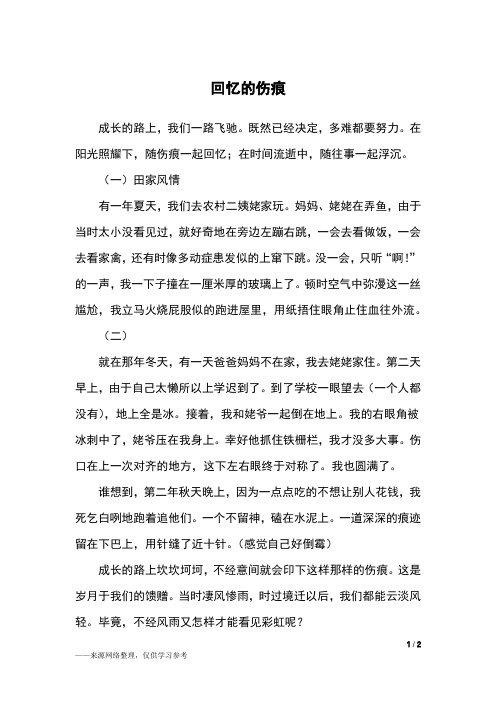 回忆的伤痕_四年级作文