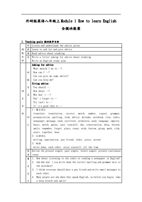 外研版初中英语八年级上Module 1-Module 12全册全套精品教案设计附教学资源