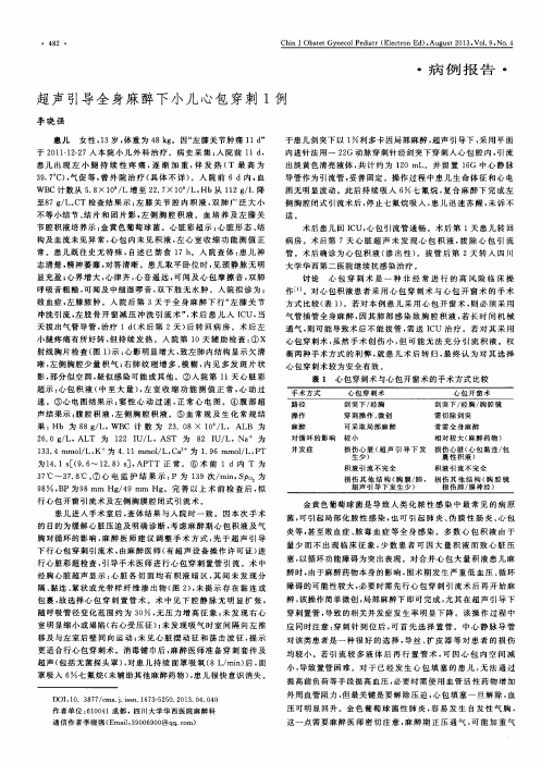 超声引导全身麻醉下小儿心包穿刺1例