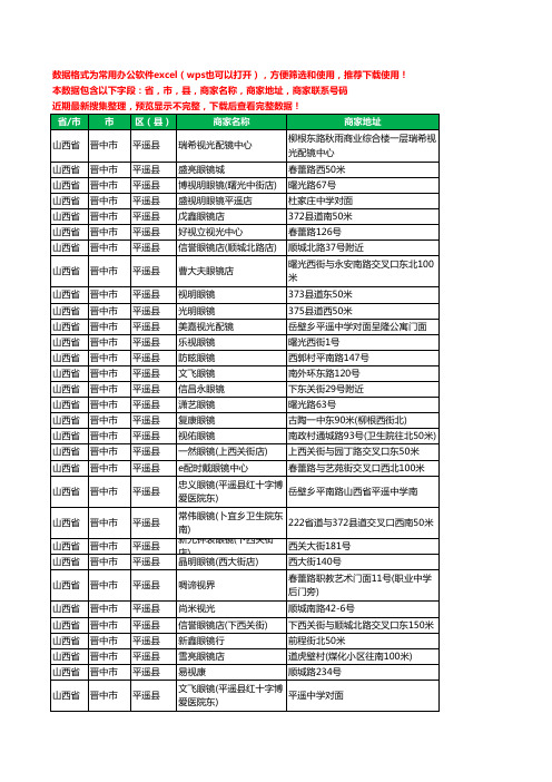 2020新版山西省晋中市平遥县眼镜工商企业公司商家名录名单黄页联系电话号码地址大全55家