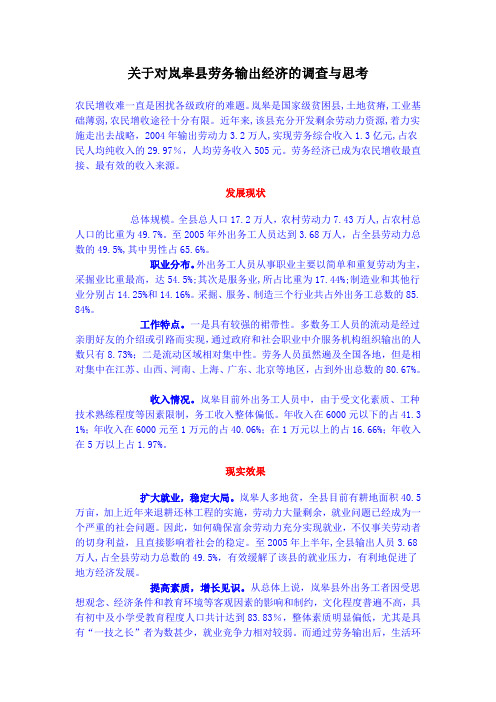 关于对岚皋县劳务输出经济的调查与思考
